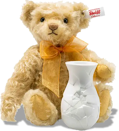 Steiff Sunflower Bear & Vase by porcelain specialist Rosenthal