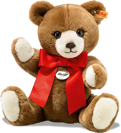 Steiff Petsy Teddy Bear with bright red bow