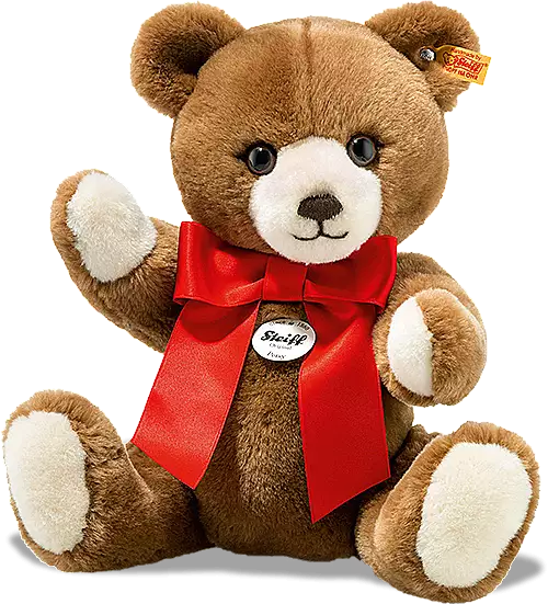 Steiff Petsy Teddy Bear with bright red bow