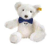 click to see Steiff  Edgar Teddy Bear - Smart With His Blue Bow Tie -  30cms in detail