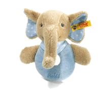 click to see Steiff  Trampili Elephant Grip Toy With Rattle (blue) in detail